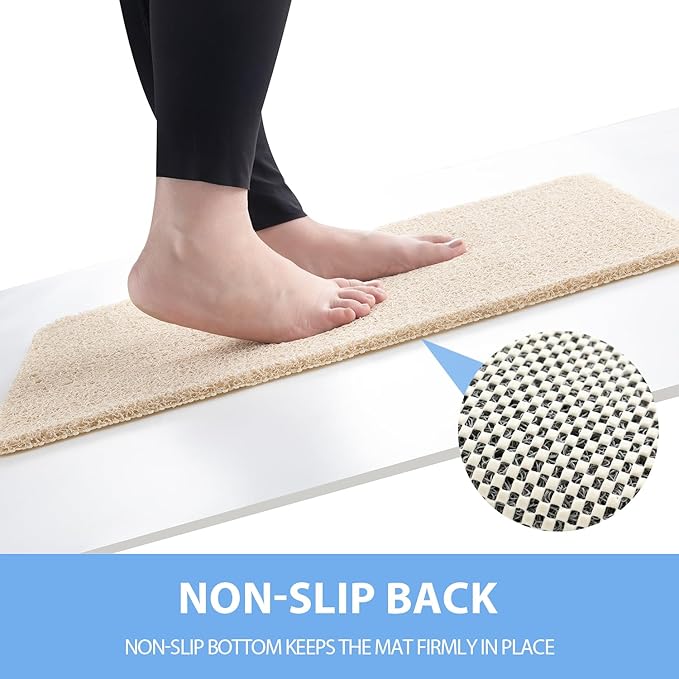 Non-Slip Bathtub Mat, Anti Slip Shower Mat, Fast Drying Bathtub Mats, Foot Scrubber Mat, Anti Slip Mat for Tub, Floor, Bathroom, Kitchen, Home, Hotel (Beige 36"×24")
