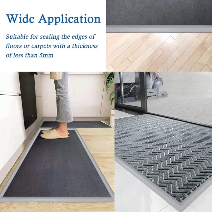 Floor Transition Strip Self Adhesive Carpet & Flooring Transitions Edging Trim Strip PVC Threshold Transitions Suitable for Threshold Height Less Than 5mm (6.56Ft, Gray)