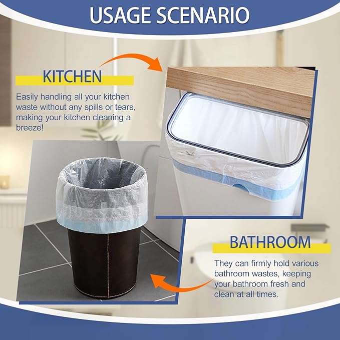 240 Count 4 Gallon Small Trash Bags Drawstring 1.1 Mil - White Garbage Bags Unscented for Bathroom, 15 Liter Thick Plastic Wastebasket Liners for Toilet Home Office and Bedroom