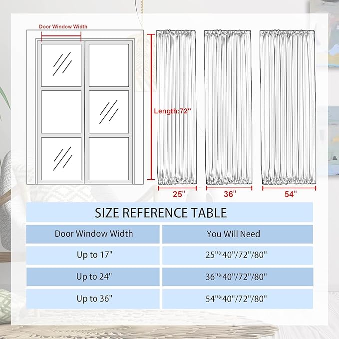 DWCN French Door Curtains – Rod Pocket Thermal Blackout Curtain for Window/Patio Doors/Doorways/Classroom/Kitchen for Privacy, 36W by 72L Inches, 1 Panel with Tieback, Mint Green