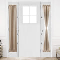 DWCN French Door Curtains – Rod Pocket Thermal Blackout Curtain for Doors with Glass Window, Kitchen and Patio Doors for Privacy, 12 X 72 Inches Long, 1 Curtain Panel with Tieback, Beige