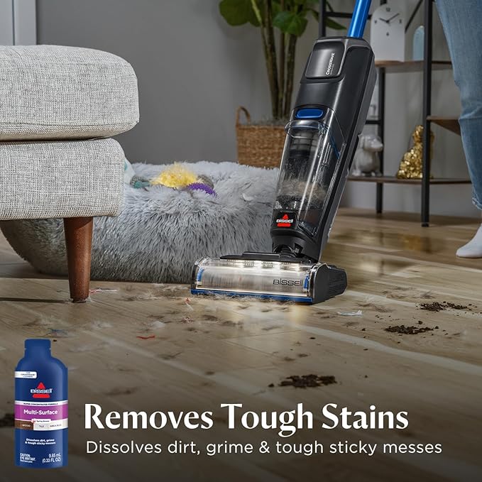 BISSELL Crosswave Cordless Plus, Wet Dy Vacuum w/FurFinder Headlights + Super Concentrate Multi Surface Formula for Sealed Hard Surfaces and Area Rugs