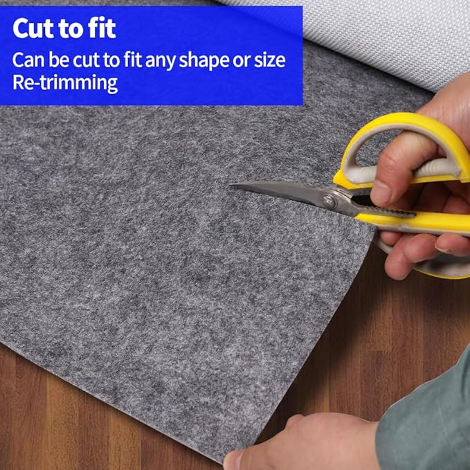 Waterproof Non-Slip 1/4” Extra Thick 8x10 ft Rug Pad for Large Area Rugs Durable Felt Floor Protection pad for All Floors, Suitable for Cutting. Rug Pads Keep Rugs in Place and Provide Cushioning
