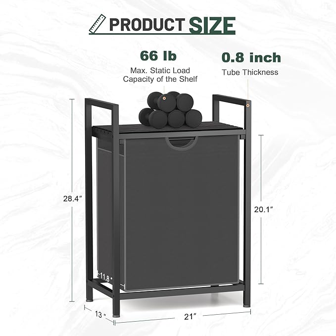 Laundry Sorter with Removable Bag, 16 Gallons Laundry Hamper with Adjustable Feet, Laundry Basket for Laundry Room, Bathroom and Bedroom(Grey and Charcoal Black)