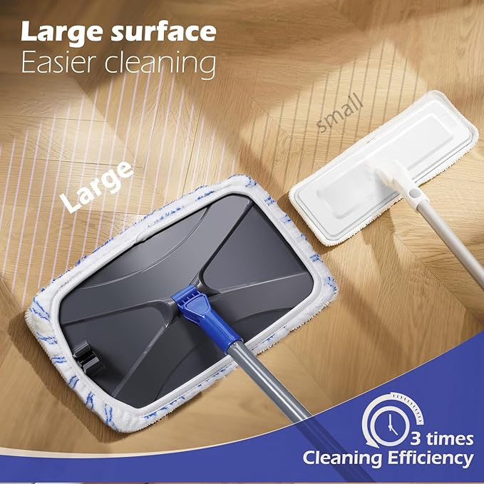 Masthome Microfiber Mop,Large Surface Flat Mop with 5 Reusable Pads,Hardwood Floor Mops for Dry and Wet Use,Microfiber Mops for Floor Cleaning-1 Cleaning Scraper Included