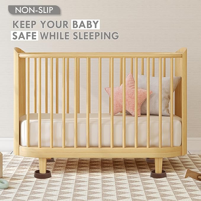3X3 Round Rubber Caster Cups, Non Slip Furniture Pads, Anti-Slip Gripper, Anti Skid Furniture Feet, Anti Slide Floor Protector for Bed Couch Table Chair Stoppers - Brown, 4 Pack