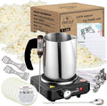 Soy Wax Candle Making Kit Supplies With Wax Melter, Natural Candle Wax for Candle Making - DIY Candles Making Supplies, Including 3lbs Soy Wax Flakes, Melting Pot, Electric Stove, Candle Wick