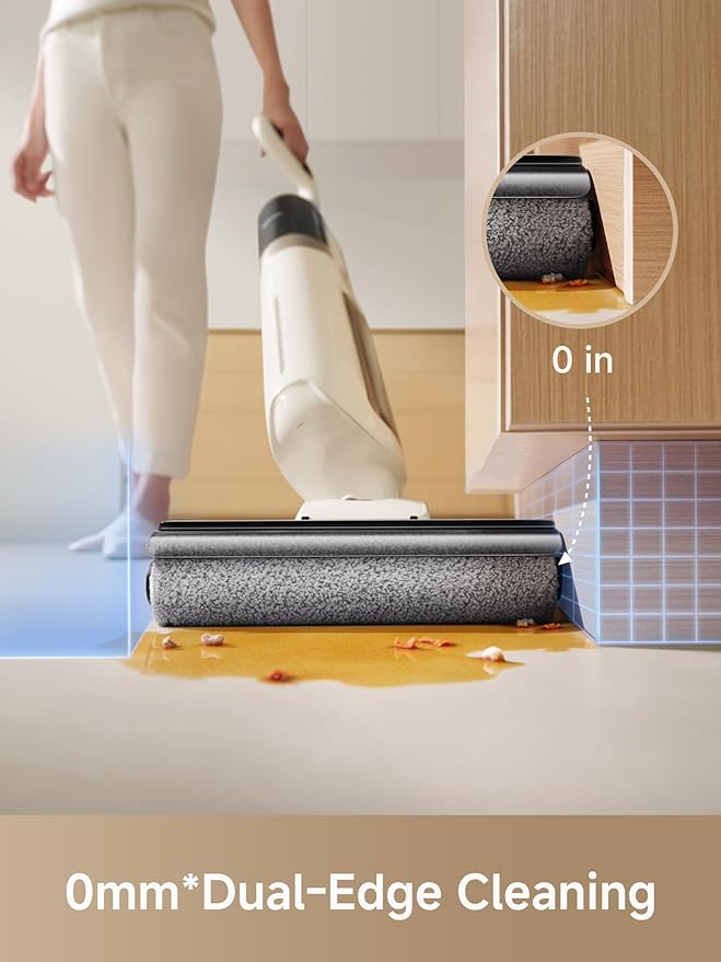 MOVA K30 SE Wet Dry Vacuum Cleaner, 180° Lie-Flat Reach Smart Vacuum Mop, 0 in Dual-Edge Cleaning, one-press self-cleaning, Lightweight, Powerful 18000Pa Suction Floor Cleaner for Hard Floors Pet Hair