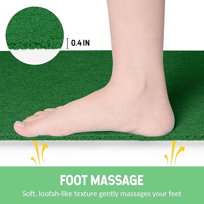 Non-Slip Bathtub Mat, Anti Slip Shower Mat, Fast Drying Bathtub Mats, Foot Scrubber Mat, Anti Slip Mat for Tub, Floor, Bathroom, Kitchen, Home, Hotel (Dark Green 24"×24")