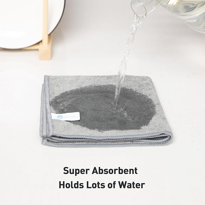 Gray Microfiber Cleaning Cloth 13"x13", Ultra Soft Absorbent Microfiber Cleaning Rags for Housekeeping Cleaning Supplies, Lint Free Reusable Cleaning Cloths for House Washable, Pack of 12