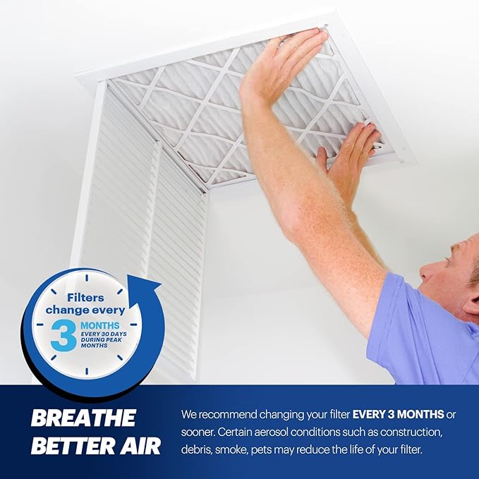 BNX TruFilter 18x18x1 Air Filter MERV 13 (4-Pack) - MADE IN USA - Electrostatic Pleated Air Conditioner HVAC AC Furnace Filters for Allergies, Pollen, Mold, Bacteria, Smoke, Allergen, MPR 1900 FPR 10