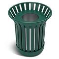16 Gallon Round Large Outdoor Trash Can, Heavy Duty Metal Slatted Garbage Can Outdoor, All Weather Resistant Commercial Garbage Cans, Waste Receptacle in Park, School, Beach, Patio (Green, Large)