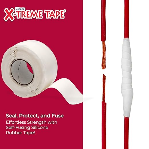 X-Treme Tape MOCAP Heavy Duty Electrical Tape, Self-Fusing Silicone Rubber, Waterproof & Insulating Flexible Tape, Electrical for Hose, Automotive, Outdoor & Repairs - 1" x 10ft Roll - White