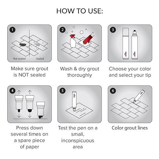 X-Protector Pen for Grout - 2 PCS, White - Ideal Grout Paint Pens to Make Grout White Again - Premium Grout Renew Pen with 2 Tips Types - Make Your Grouts Perfect Again!