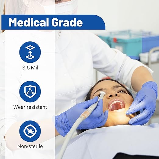 JMU 200 Count Medical Nitrile Gloves Medium, 3.5 Mil Powder Free Latex Free Disposable Gloves for Medical, Cooking, Cleaning