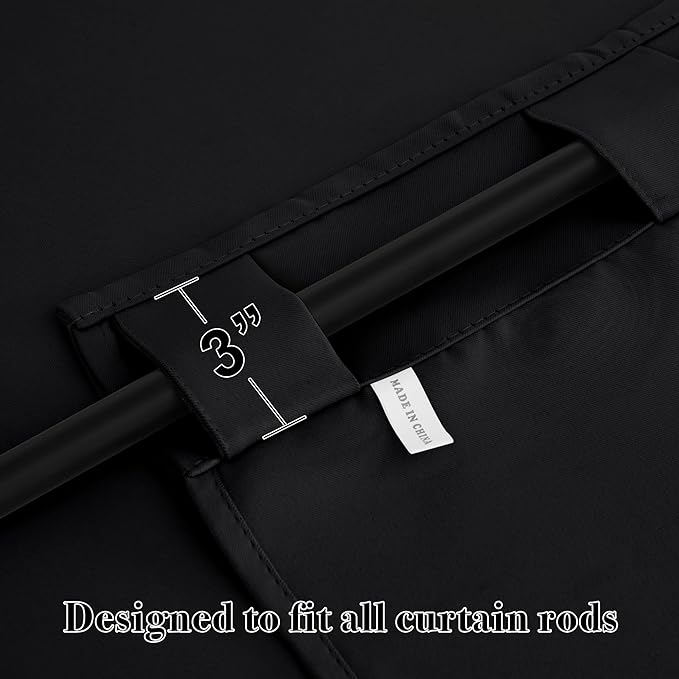 RYB HOME Small Window Curtains - Blackout Insualting Privacy Curtains for Kids Bedroom Kitchen Bathroom Basement Cafe Cabinet Tiers Drapes, 34 Width x 24 Length, 2 Panels, Black