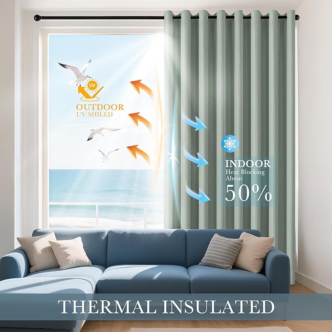 PONY DANCE Sage Green Kitchen Curtains 45 inch Length, Thermal Insulated Tailored Curtains Privacy Drapes for Nursery/Baby Room, Black, 42 x 45 inch, Set of 2