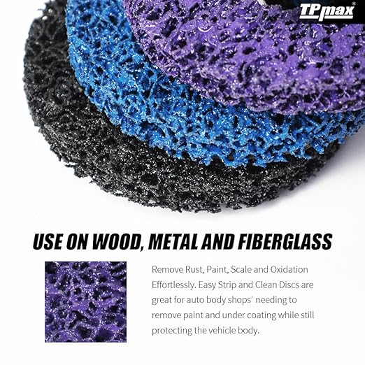 4" x5/8'' Stripping Discs Rust Remover Wheel Remove Paint and Oxidation Poly Strip Wheel Disc Abrasive Angle Grinding Wheel - 3 Pack(Purple/Blue/Black)