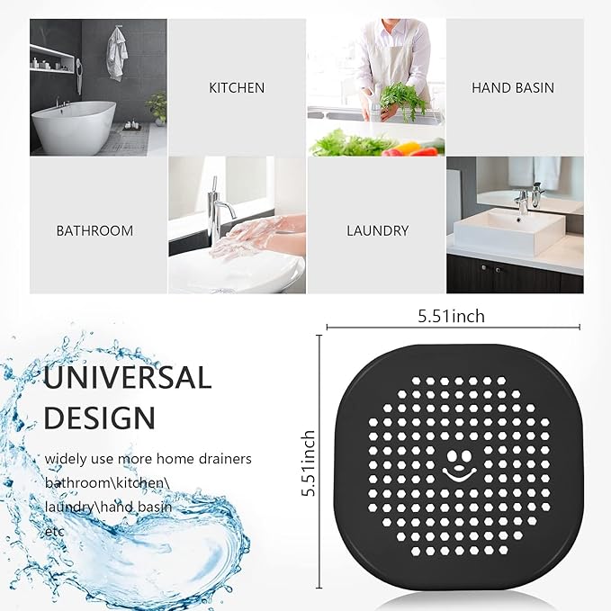 2 Pack Drain Hair Catcher Sturdy Silicone Shower Drain Protector Sink Drain Strainer Hair Stopper for Shower Kitchen Bathroom Tub Orange