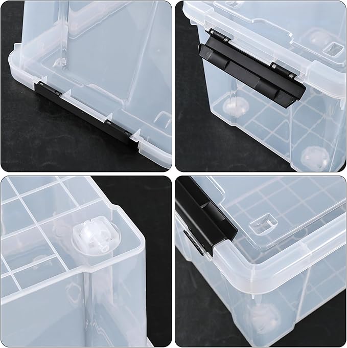 4 Pack 22 Quart Latch Box, Clear Home Organization Containers Bin with Lid, Buckle Up Storage Box Set