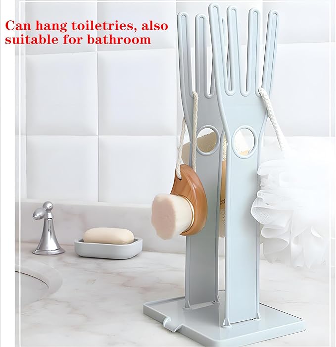 Kitchen Glove Holder Kitchen Glove Stand Holder Rubber Glover Drying Dryer Rack Reusable Rubber Glove Clothes Drying Rack for Dish Gloves and Rags (Blue)