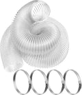 Hon&Guan 4" x 10' Dust Collection Hose, Flexible Clear Odorless PVC Dust Collector Hose with Carbon Steel Wire, Puncture Resistant Dust Hoses for Woodworking Dust Collecting System