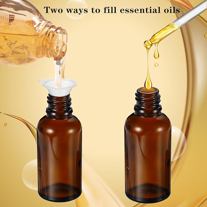 100ML Roller Bottles for Essential Oil, 3 Pack Empty Amber Glass Roller Bottle for Perfume Oil, Roll on Bottles with Stainless Steel Roller Balls, Opener, Funnel and Dropper