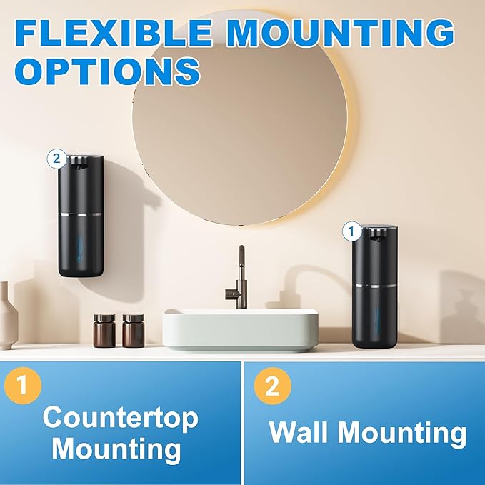 Automatic Foaming Soap Dispenser Foaming Hand Sanitizer Touchless 1200mAh Soap Dispenser Rechargeable with Sensor for Bathroom Kitchen