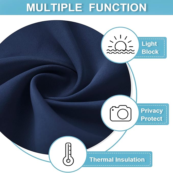 RYB HOME Half Window Curtains - Room Darkending Privacy Curtains Short Drapes for barhroom Kids Nursery Bedroom, W 29 x L 24 Each, Navy Blue, 2 Panels