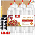 Squeeze Bottles, 16oz Leak-Proof Wide Mouth Condiment Squeeze Bottles for Liquids Sauces Ketchup Oil, 6 Pack