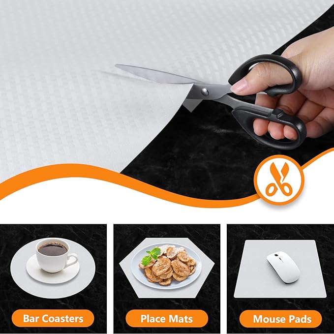 White Shelf Liner Kitchen Cabinet Liners Refrigerator Liners Waterproof & Oil-Proof Kitchen Cupboard Liner Drawer Mats EVA Material Non Adhesive Fridge Liner for Shelves 23.6 x 393.7 Inches