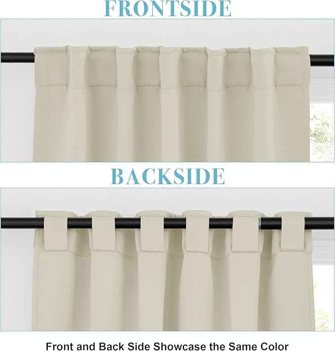 RYB HOME Kitchen Window Curtains - Blackout Privacy Half Window Curtains for Bedroom Bathroom Dining Living Room Cafe Office Short Tiers Drapes, W 34 x L 36 inches, 2 Panels, Beige