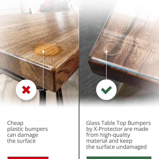 X-Protector Glass Table Top Bumpers - 20 PCS 1.2"- Self-Adhesive Glass Table Top Anti Slip Pads - Clear Rubber Glass Table Top Grippers - Glass Table Protector to Keep Glass Table Top from Sliding!