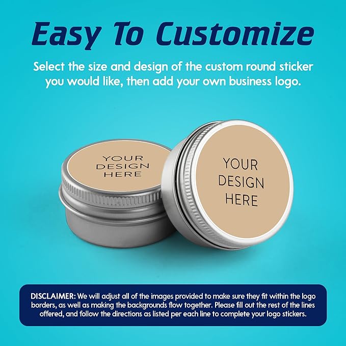 100 Custom Vinyl Stickers - Upload Your own Image, Text, Design, Logo - Personalized Logo Labels for Handmade, Packaging, Bottle, Jars, Candle, Brand Stickers (Brown, 1x1)