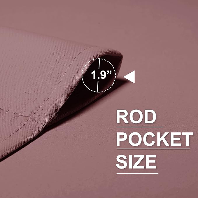 RYB HOME Bedroom Curtains Blackout - Light Block Energy Efficiency Small Window Treatment Drapes for Kitchen Dining Baby Nursery Morden Decor, W 42 x L 63 inch, Dusty Rose, 2 Panels