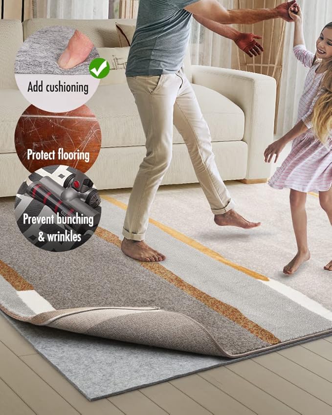 Non Slip Rug Pad Gripper - 2x10 Feet 1/8” Extra Thick Felt Under Rug for Runner Rugs and Hardwood Floors,Super Cushioned Non Skid Carpet Padding