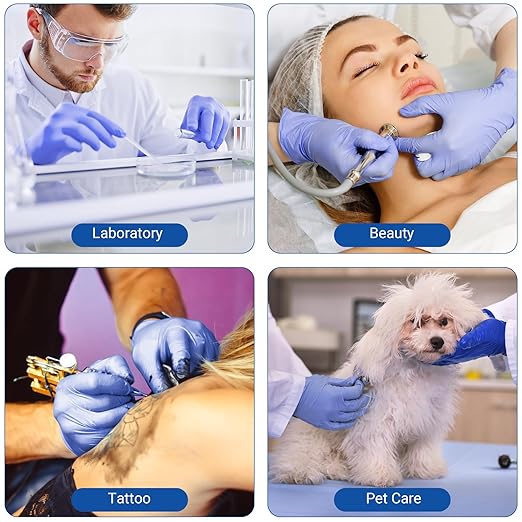 JMU 200 Count XS Nitrile Gloves, Disposable Latex-Free Powder-Free Gloves, Tear-Resistant, Non-Sterile, Violet Blue