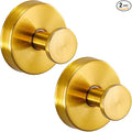 Reusable Heavy Duty Suction Cup Hooks for Kitchen/Bathroom/Shower - Wet-Proof Hooks for Towels, Robes, Loofah&Wreaths/No Drill Mounting on Glass, Tile, Metal (2, Brushed Gold)