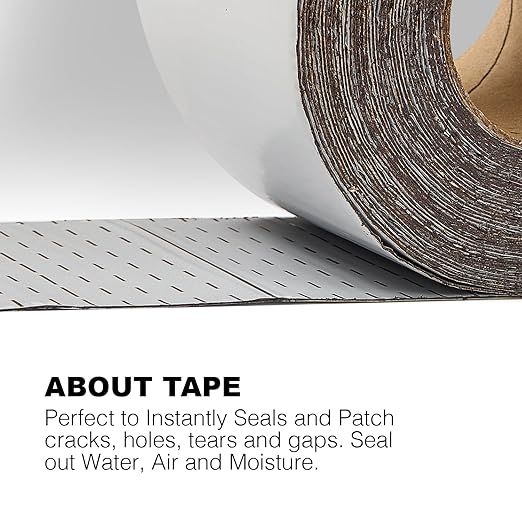 White RV Roof Sealant Tape, 6" x 25' Waterproof Repair Seal Tape – Extra Thick, UV-Resistant, Weatherproof Patch for Permanent Leak Sealing on RVs, Trailers, and Mobile Homes