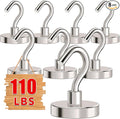 MIKEDE Magnetic Hooks Heavy Duty,110LB+ Strong Magnet with Hook, Super Neodymium Cruise Hooks, Locker Organizer Industrial Hooks for Hanging, Magnetic Hanger for Cruise, Grill - 8 Pack