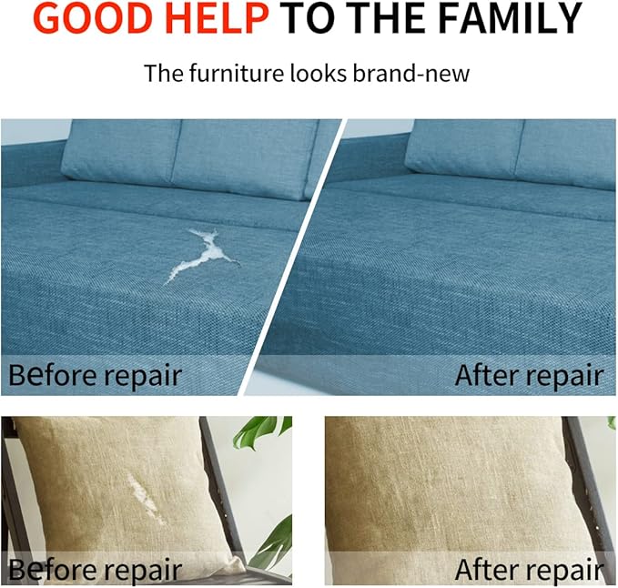Fabric Repair Patches, 17X79 Inch Linen Repair Tape Self-Adhesive Fabric Patches Durable, DIY Large Linen Tape for Sofa, Couches, Furniture, Chair, Clothing （17X79 Inch, Black）