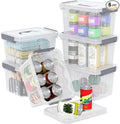 6 Quart Small Clear Plastic Storage Bins with Latching Lids, Storage Latch Box with Handle, 6 Packs