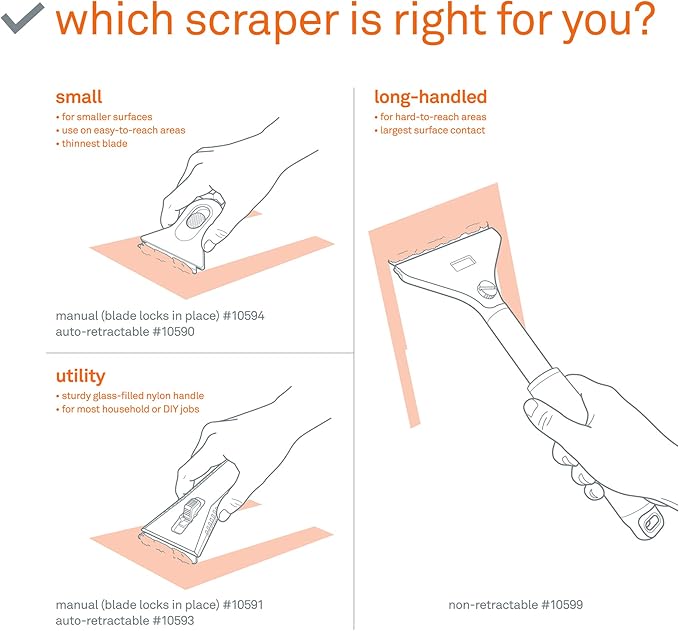 Slice 10590 Small Scraper, Ceramic Blade, Lasts 11x Longer Than Metal, Finger Friendly, Comfortable to Use, No Strain on Thumb or Hand, Auto-Retractable, Compact Size, Left or Right Hand
