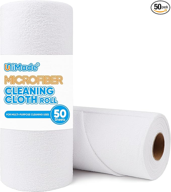 Microfiber Cleaning Cloth, 50 Sheets Shop Towels Commercial Grade Washcloths Lint-Free Clean Rags Bulk Towels for Cars Mechanic Restaurant Garage Housekeeping, 11.5"x 11.5", White