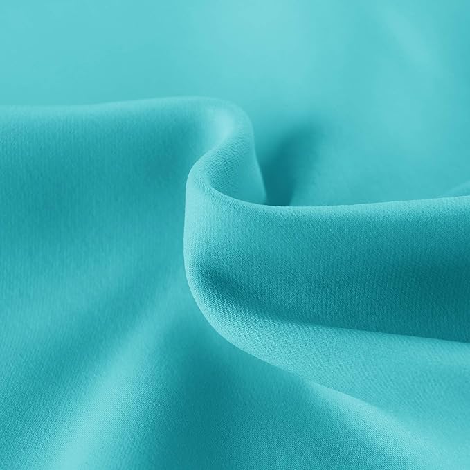 DWCN French Door Curtains – Rod Pocket Thermal Blackout Curtain for Doors with Glass Window, Kitchen and Patio Doors for Privacy, 23 X 72 Inch Length, 1 Curtain Panel with Tieback, Turquoise