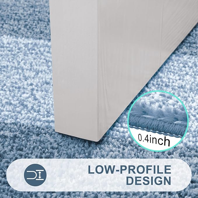 Kitinjoy Indoor Outdoor Door Mat, 36x24 Non-Slip Absorbent Dirt Trapper, Low-Profile Washable Inside Entrance Front Floor Mat, Sturdy Soft Entry Doormats for Entryway, Light Blue