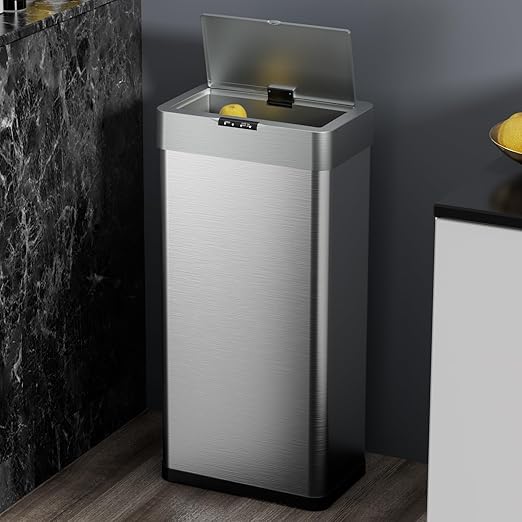TLSUNNY 18.5 Gallon Motion Sensor Trash Can,Touchless Automatic Garbage Can,Brushed Stainless Steel Smart Bin,with Bag Holder,Soft Close Lid,for Kitchen,Office,RV,Bedroom,Living Room (Silver, 70L)