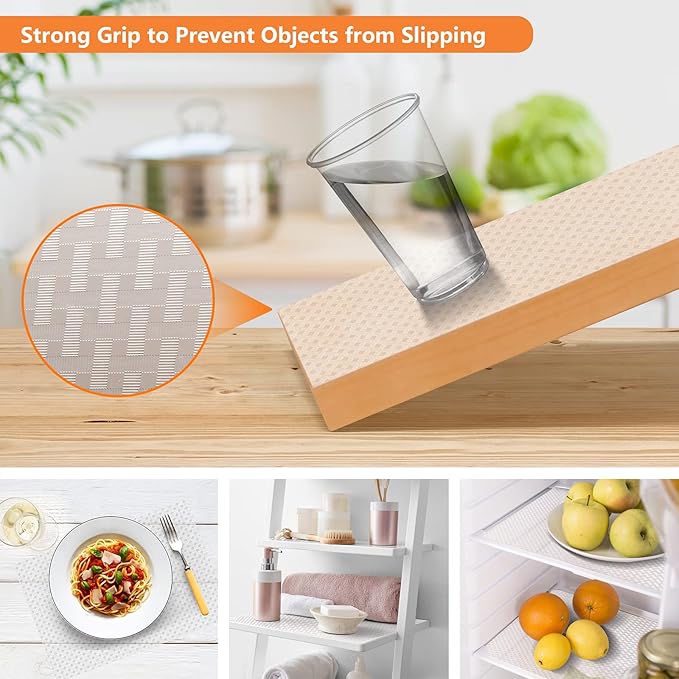 Shelf Liners for Kitchen Cabinets Refrigerator Liners Waterproof & Oil-Proof Kitchen Cupboard Liner Non-Slip Drawer Mats EVA Material Non Adhesive Fridge Liner for Shelves -Clear 11.8 x 393.7 Inches
