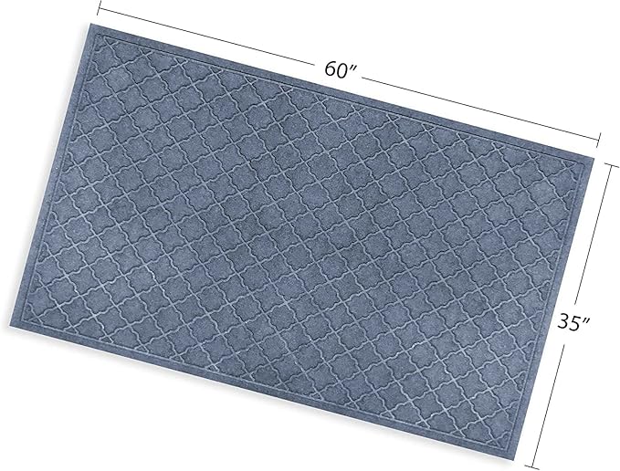 WaterHog Heavy Duty Doorway Mat, 3' x 5', Made in USA, Durable & Skid-Resistant Entryway Mat, Water-Trapping, Indoor/Outdoor Decorative Floor Covering, Cordova Collection, Bluestone