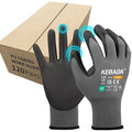 Kebada Safety Work Gloves,120 Pairs Bulk Pack, Touchscreen, PU Coated, Ideal for Warehouse, Construction, Gardening and Mechanics, Grey, Large
